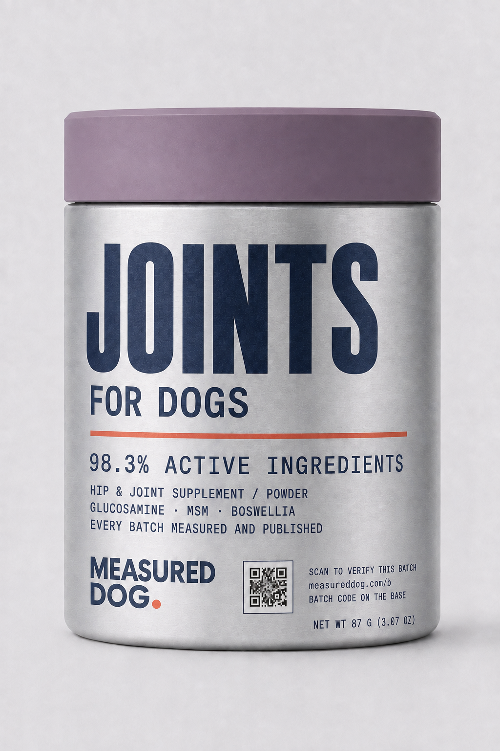 JOINTS by Measured Dog — 87 g jar of two-phase joint supplement powder for dogs, 98.3% active ingredients